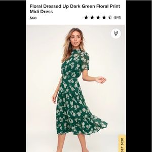 Floral Dressed Up Dark Green Floral Print Midi Dress